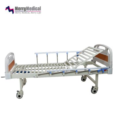 China Home Nursing Centers Mobile Patient Bed With Casters Single Crank Semi-Folwer-Bed for sale