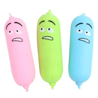 China Funny Educational Sausage Lala Chill Stall Toy Vegetable Novelty Toy Ham Exhaling TPRNew Soft Rubber Exotic Duct Toys Soft Rubber Toys for sale