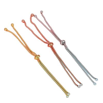 China Hot Sale Stainless Steel Rolo Chain DIY Double Slide By Bead Chain Rubber Connector For Bracelet Adjustable for sale