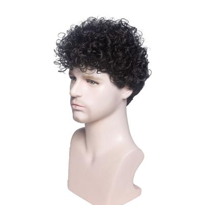 China Europe handsome men's wigs curly hair main set fashion persistent fluffy chemical fiber short wig men's wigs for sale