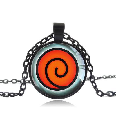 China Hiphop Kaleidoscope Writing Wheel Eye Time Gemstone Necklace Anime Jewelry Sweater Chain Ninja Pendant Necklace for sale