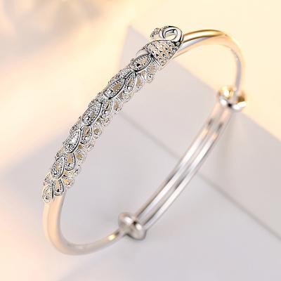 China TRENDY Fashion Charms Silver Peacock Bangle Bracelets For Women Wedding Noble Fashion Jewelry Christmas Gifts for sale