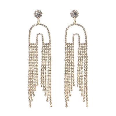 China FASHIONABLE Silver EardropSet of 925 Glitter Tassels Pierce Geometric Design U Shape Big Earrings Women for sale