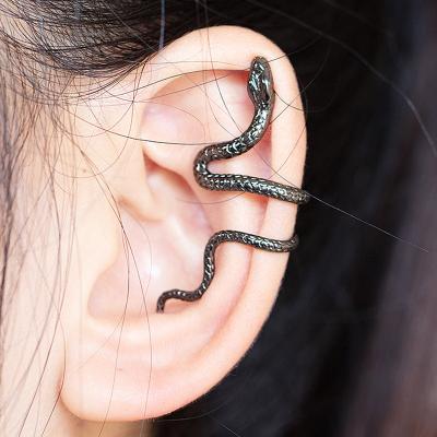 China Popular Fashion Punk Style Exaggerated Ear Snake Shaped Copper Clips Neo-Gothic Without Ear Holes Stud Earrings Jewelry for sale