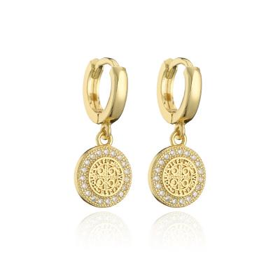 China Other Popular New Euramerican Style Bohemian Retro Gold 18K Gold Female Geometric Copper-plated Zircon Earrings for sale