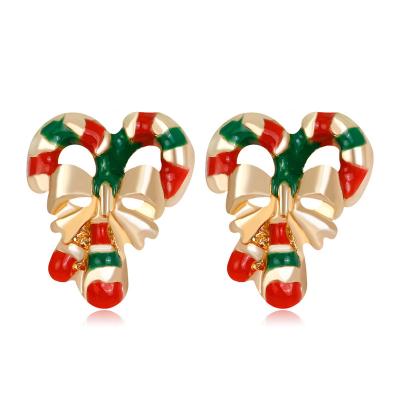 China Other Christmas European and American wholesale fashion new beautiful spot alloy plated cane bow children's earrings for sale