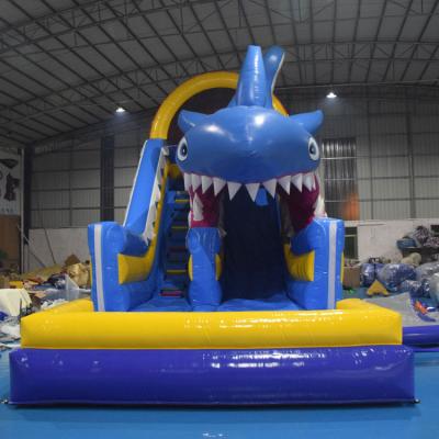 China Outdoor Entertainment inflatable slide shark pool water slide for sale