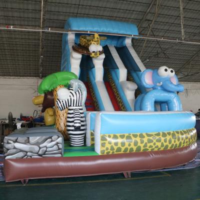 China Outdoor Entertainment children commercial inflatable animal slides friends of Africa inflatable slides for sale