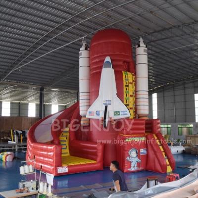 China Outdoor Entertainment Curve giant inflatable rocket slide huge space ship slide for adult for sale