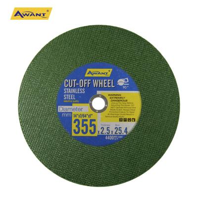 China Mesh Two Cut Off Wheel 355mm 14 Inch T41 Disc Wheel Cutting Wheel Cutting Disc For Stainless Steel Metal Iron Awant Good Quality Green for sale