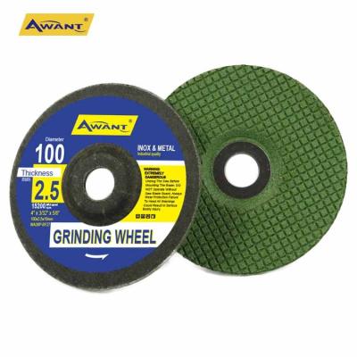 China Aluminum Grinding Wheels 100mm 4 Inch Flexible Grinding Wheel With A Metal Stainless Steel Mesh Green T27 Grit 36 ​​120 Awant For Cast Iron for sale