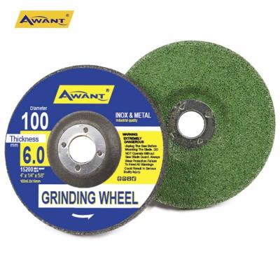 China Surface Grinding Aluminum Wheel 100mm Grinding Wheels 4 Inch For Cast Iron One Stainless Steel Metal Mesh Green T27 Grit 24 80 Awant Inox for sale