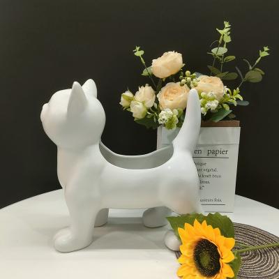 China Wholesale Cat Series Ceramic White Style Decoration Ceramic Vase Modern Home Modern Artificial Flower Plant Vase for sale