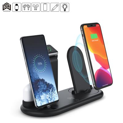 China Mobile Phone Foldable 3 in 1 Portable Wireless Charger Phone Holder 10w Dock Station Qi Certified Universal Fast Wireless Charger Stand Pad for sale