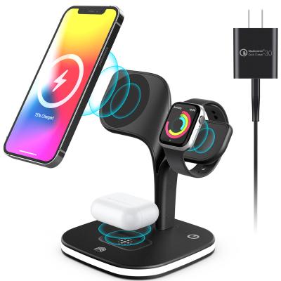 China Tablet Magnetic Wireless Charger 3 in 1 15W Wireless Charging Station for Multiple Devices Wireless Charger Stand for iPhone 13 12 pro for sale