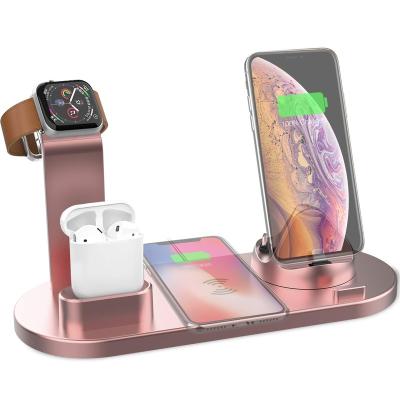 China Mobile Phone Holder Mobile Phone Stand Desktop Multi Function Charger Fast Charging Wireless Stand 4 in 1 for sale