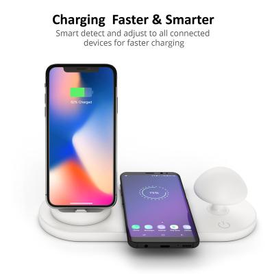 China 10w Cell Phone Wireless Charger with Night Touch Control Light Mushroom Silicone Wireless Charger Pad for iphone xs max/XR/XS/X/8/8 plus for sale