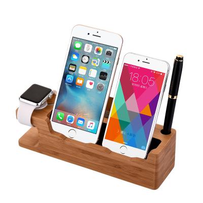 China Universal High Quality Durable 3 in 1 Unique Design Stand Bamboo Holder for iPhone Show Wish for sale