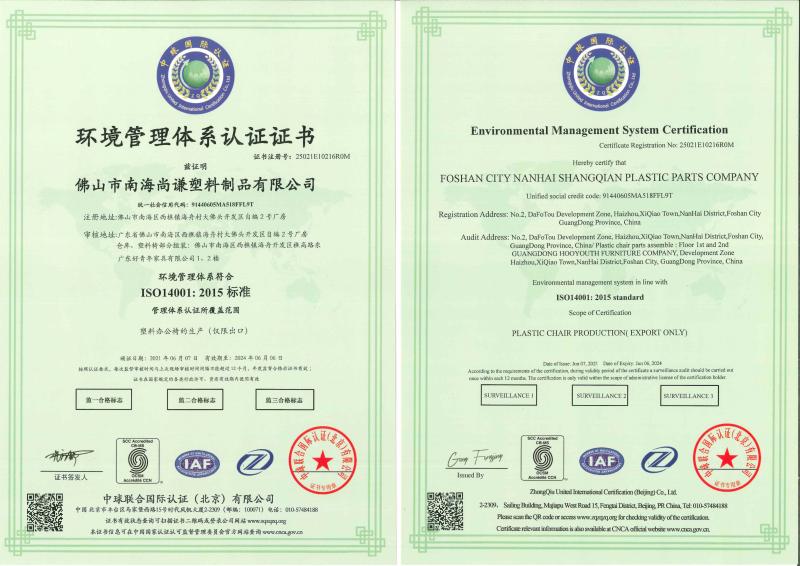 ISO14001 - Foshan Nanhai Shangqian Plastic Products Co., Ltd.