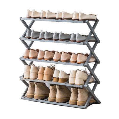 China Multifunctional For Home Clean Storage (Size) Adjustable Wooden Foldable Bamboo Shoe Rack Organizer for sale