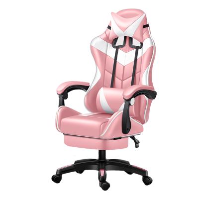 China Reclining PC (Height) Adjustable Cheap Leather Fabric Pillow Pink Gamer Racing Style Office Computer Racing Gaming Chair With Wheels for sale