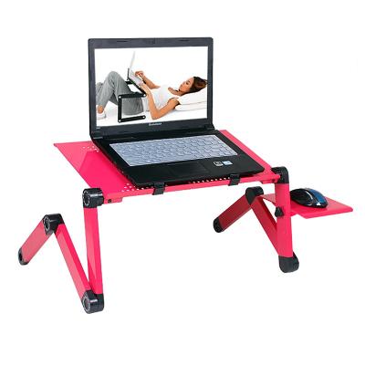 China Adjustable Desk Foldable Table Aluminum Notebook Laptop Desk Stand For Bed With Cooling Holes for sale