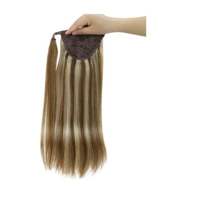 Cina Soft Unprocessed Natural Hair 100g 22 Inch Black Brown Color Full Brazilian Hair Clip In Ponytail in vendita