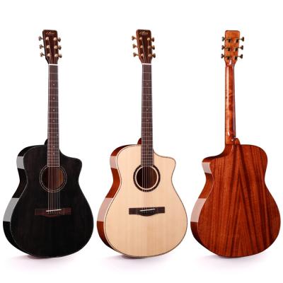 China 41 Inch Shiny Flawless Solid All Manhogany Solid Upper Back Fir Acoustic Guitar OEM Semi-Acoustic Guitar for sale