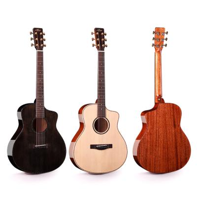 China 36 Inch Solid Spruce Glossy All Acoustic Guitar Top Solid Spruce Manhogany Backside For Student for sale