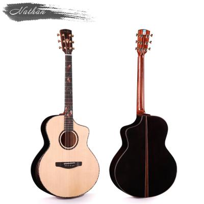 China 41 Inch High Quality Flawless Solid All Acoustic Guitar Solid Fir Top Solid Mahogany Side and Back with Bag for sale