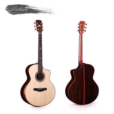 China 41 Inch High Quality Spruce Solid All Side and Back Top Solid Spruce Solid Rosewood Acoustic Guitar With Bag for sale