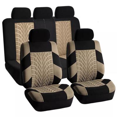 China Durable Polyester Fabric Tire Track Design Car Seat Covers Full Set Universal Fit for sale