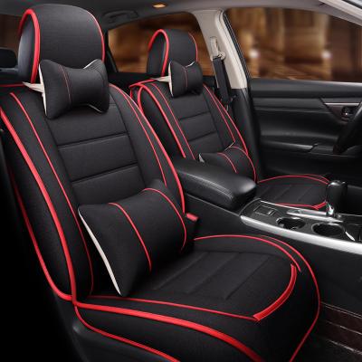 China Durable Car Canvas/Linen Seat Cover Full Set Breathable Universal Luxury Airbag Compatible Neck And Lumbar Pillows for sale