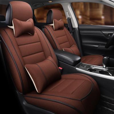 China Full Set Front Neck Canvas Fabric Car Seat Cover 5 Protector Premium Durable Seats And Lumbar Pillows for sale