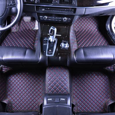 China All Weather Waterproof Dustproof Car Mats Carpet Heavy Duty Full Front Rear Floor Protection Black Cover With Red Lines for sale