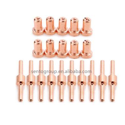 China 20pcs Plasma Cutter Extended Long Red Copper Tip Electrodes&Nozzles Kit Mayitr Consumable For PT31 LG40 40A Cutting DS for sale