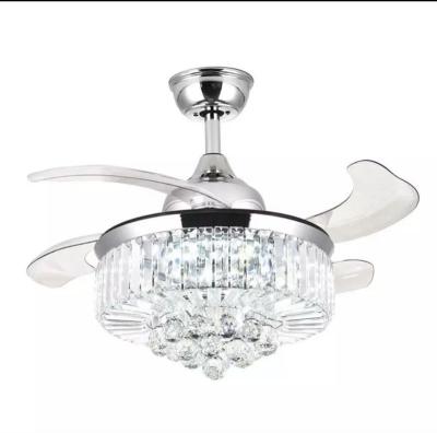 China ECOJAS Ceiling Fan Lamp Dining Room Hall Fan Modern European Style Crystal Invisible Lamp Integrated Mute for sale