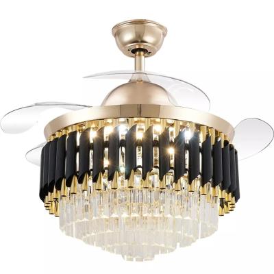 China ECOJAS Modern Light Luxury Crystal Ceiling Fan Invisible Lamp for sale