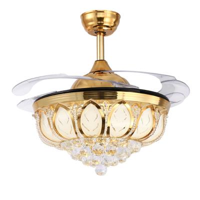 China ECOJAS Home Fan Ceiling Light European Style Invisible Modern LED Crystal Chandelier for sale