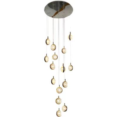 China ECOJAS 2022 quality raw material ECOJAS 2022 long cavity attic villa chandelier rotating staircase apartment lamps starry modern simple living room lamp for sale