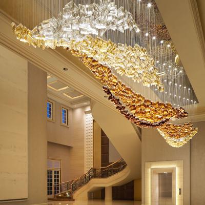 China ECOJAS Modern Professional Customized Large Hotel Gold Crystal Glass Chandelier for sale