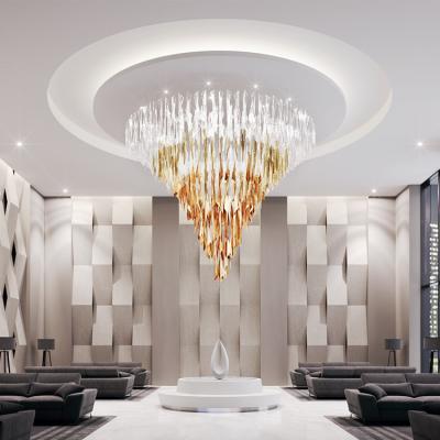 China ECOJAS Fashion Modern Art Maple Leaf Custom Lighting Glass Type Decorative Chandelier For Hotel Club Banquet Lobby for sale