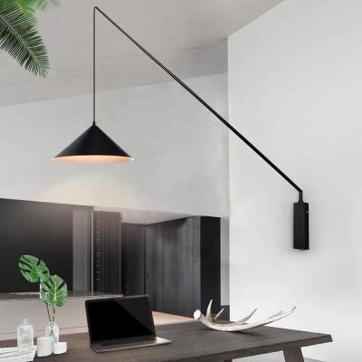 China Nordic Modern Minimalist Industrial Post Modern Designer ECOJAS Post Modern Bedroom Dining Room Study Creative Fishing Wall Lamp Long for sale