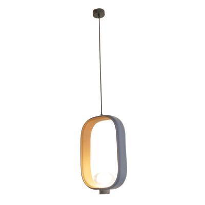 China ECOJAS 9990P G9 LED Style Pendant Lamp Modern Nordic Brown Glass and Leather Pendant Light Indoor Black Cafe Restaurant Lamp Iron and for sale