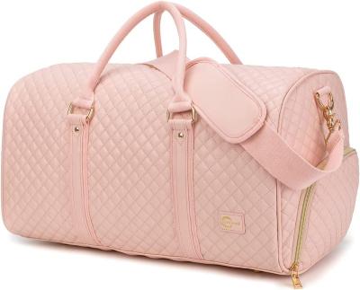 China Fashion Wholesale of Factory Weekender Bag with Shoe Compartment Duffle Weekender Bag for Women Overnight Carry on Duffel Bag Pink for sale