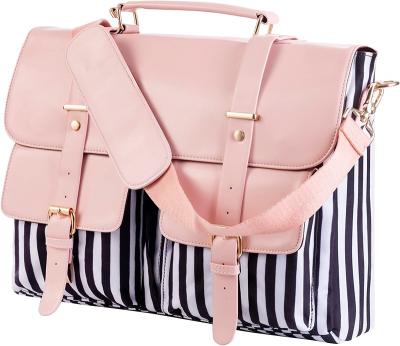 China PU Leather Messenger Bag 15.6 Inch Computer Bags for School Women Work Briefcase Satchel Bag Pink for sale