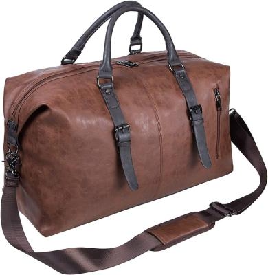 China Fashion OEM Oversized Weekender Overnight Bag Waterproof Leather Large Carry On Travel Tote Duffel Bag-Brown for sale