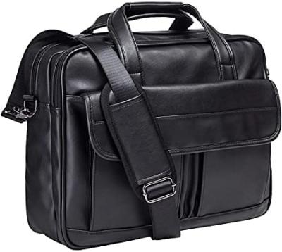 China PU Custom Men's Leather Messenger Bag 17.3 Inches Laptop Briefcase Business Satchel Computer Handbag Shoulder Bag for Men (Black) for sale