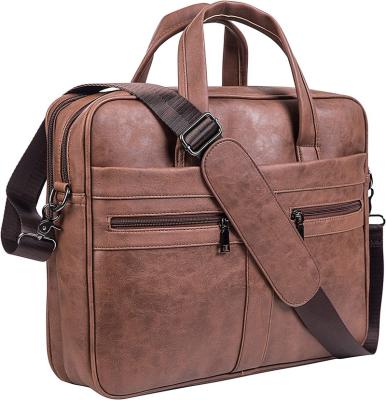 China PU OEM Men's Leather Messenger Bag, 17.3 Inches Laptop Briefcase Business Satchel Computer Handbag Shoulder Bag for Men (Brown) for sale