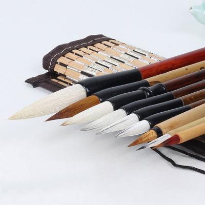 China Chinese Ancient Inscription Brush Logo Wooden Handle Mixed Hair Custom Made High Quality Chinese Calligraphy Writing and Painting Brush for sale